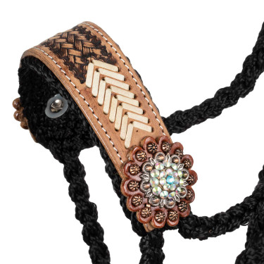 Halster van koord Pool’s met bewerkt lederen inzetstuk Zwart