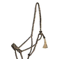 Pool’s touwhalster met brede neus met leadrope Zwart / beige