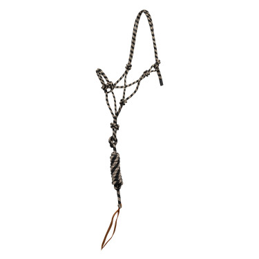 Pool’s koordhalster met knoop, met leadrope Beige / zwart