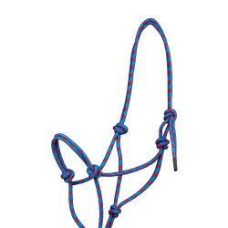 Pool’s koordhalster met knoop, met leadrope Lichtblauw / rood