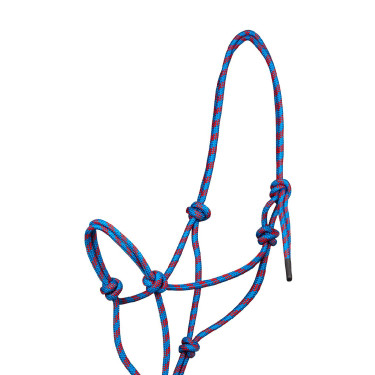 Pool’s koordhalster met knoop, met leadrope Lichtblauw / rood