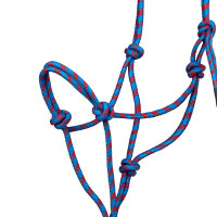 Pool’s koordhalster met knoop, met leadrope Lichtblauw / rood
