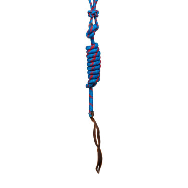 Pool’s koordhalster met knoop, met leadrope Lichtblauw / rood