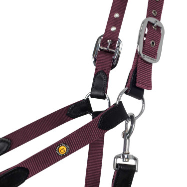 Ergonomisch halster van Equestro met lederen inzetstukken Zwart / bordeaux