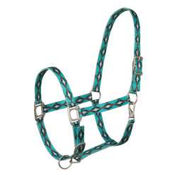 Nylon halster Pool’s met Navajo-motief Turkoois Blauw