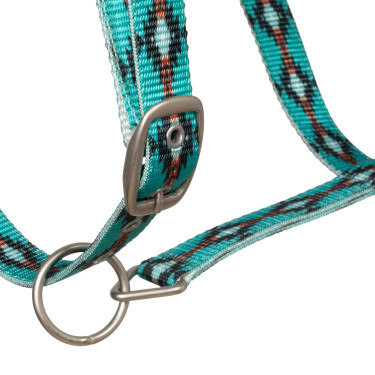 Nylon halster Pool’s met Navajo-motief Turkoois Blauw