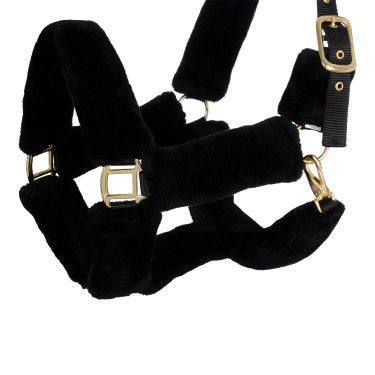 Nylon halster Supreme met voering van synthetische wol Premium Zwart