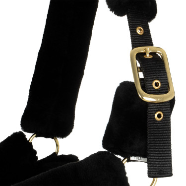 Nylon halster Supreme met voering van synthetische wol Premium Zwart