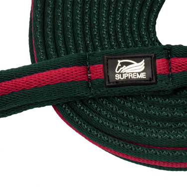 Nylon longeerlijn met voering, bevestigbaar aan het halster Umbria Equitazione Jachtgroen / bordeaux Nylon longeerlijn met voering, bevestigbaar aan het halster Umbria Equitazione Jachtgroen / bordeaux