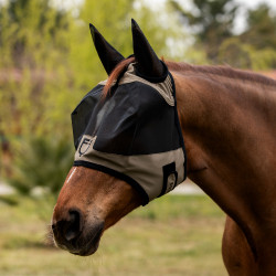 Equestro vliegenmasker met voorlogo Walnoot Bruin
