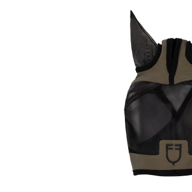 Equestro vliegenmasker met voorlogo Walnoot Bruin