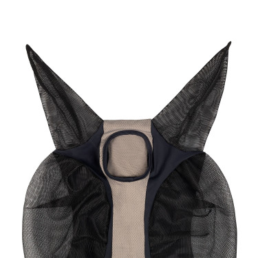 Tweekleurig Equestro vliegenmasker van mesh Antraciet / grijze flanelle