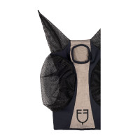 Tweekleurig Equestro vliegenmasker van mesh Antraciet / grijze flanelle