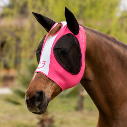 Tweekleurig Equestro vliegenmasker van mesh Kamperfoelie / glanzend wit Roze
