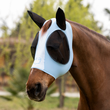 Tweekleurig Equestro vliegenmasker van mesh Omphalodes / glanzend wit