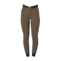 Dames rijbroek Equestro met kniestGrip hoge taille Walnoot Bruin