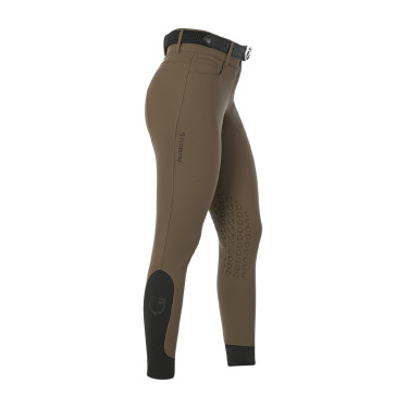 Dames rijbroek Equestro met kniestGrip hoge taille Walnoot Bruin