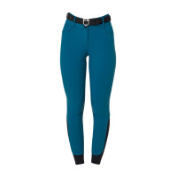 Dames rijbroek Equestro met kniestGrip hoge taille Koraalblauw