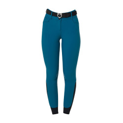 Dames rijbroek Equestro met kniestGrip hoge taille Koraalblauw