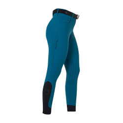 Dames rijbroek Equestro met kniestGrip hoge taille Koraalblauw