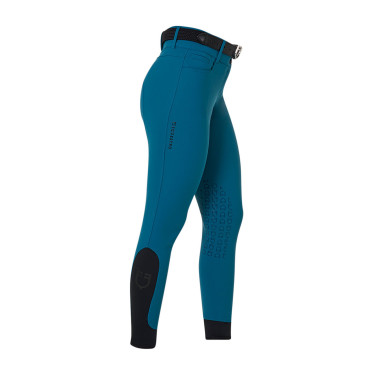 Dames rijbroek Equestro met kniestGrip hoge taille Koraalblauw