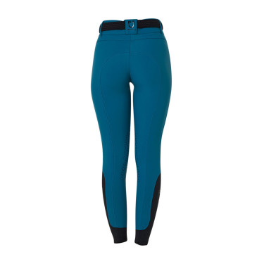 Dames rijbroek Equestro met kniestGrip hoge taille Koraalblauw