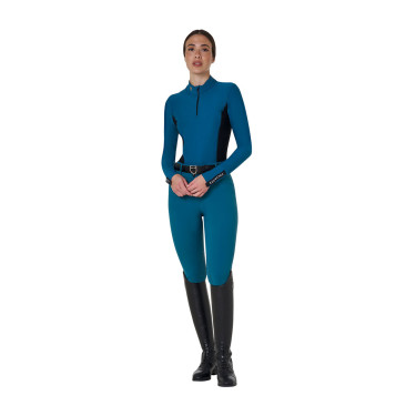 Dames rijbroek Equestro met kniestGrip hoge taille Koraalblauw