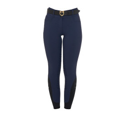 Dames rijbroek Equestro met kniest grip, hoge taille, gevoerd met fleece Marineblazer Marineblauw