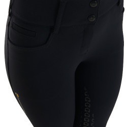 Dames rijbroek Equestro met kniest grip, hoge taille, gevoerd met fleece Zwart