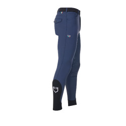 Heren rijbroek Equestro x FISE met kniest grip Marineblazer Marineblauw