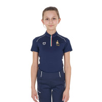 Uniseks kindertrainingspolo Equestro x FISE met korte mouwen Marineblazer Marineblauw