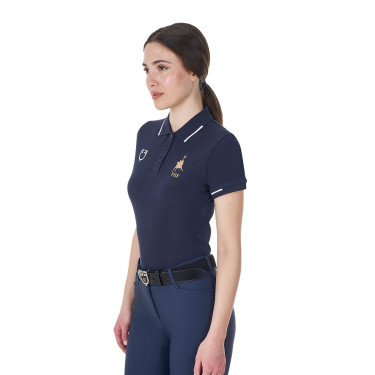 Dames trainingspolo Equestro x FISE met drie knopen, korte mouwen Marineblazer Marineblauw Dames trainingspolo Equestro x FISE met drie knopen, korte mouwen Marineblazer Marineblauw