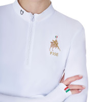 Wedstrijdpolo voor dames met lange mouwen Equestro x FISE Wit