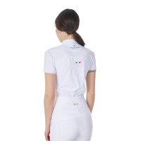Wedstrijdpolo dames stretch Equestro x FISE korte mouwen Wit