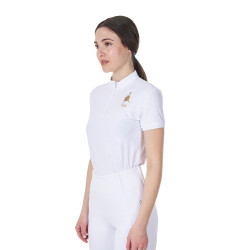 Wedstrijdpolo dames stretch Equestro x FISE korte mouwen Wit