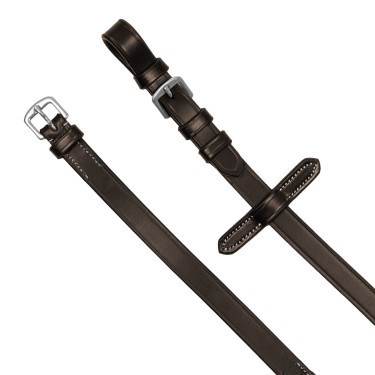 Equestro rubberen teugels met reliëf grip en zilverkleurige afwerkingen Donkerbruin