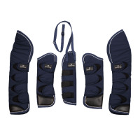 Set transportbeschermers en staartbeschermer Equestro met rubberen patch Marine Marineblauw