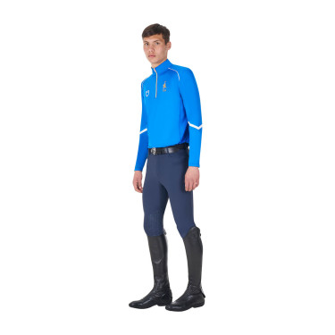 Heren-trainingsbaselayer Equestro x FISE Blauw van Savoye
