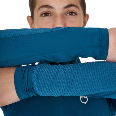 Uniseks kinder-basislaag Equestro in technische stof Koraalblauw / wit