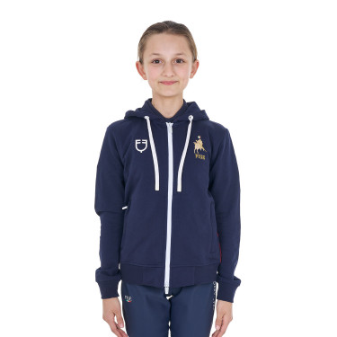 Uniseks kinderhoodie van fleece Equestro x FISE Marineblazer Marineblauw