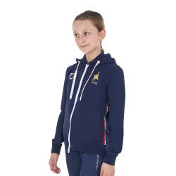 Uniseks kinderhoodie van fleece Equestro x FISE Marineblazer Marineblauw