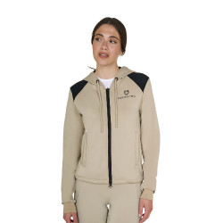 Dames-sweater Equestro cropped hoodie Oxfordbruin Roze