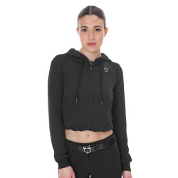 Dames-sweater Equestro cropped hoodie Zwart