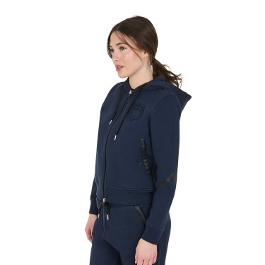 Dameshoodie Equestro Institutional met frontale rits Marineblazer Marineblauw