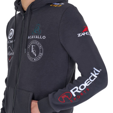 Equestro herenhoodie met meerdere logo’s Asfalt Grijs