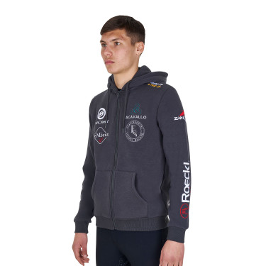 Equestro herenhoodie met meerdere logo’s Asfalt Grijs