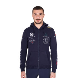 Equestro herenhoodie met meerdere logo’s Marineblazer Marineblauw