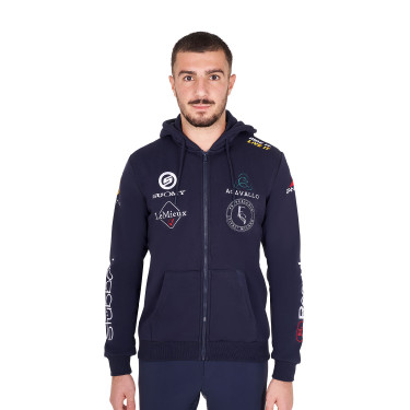 Equestro herenhoodie met meerdere logo’s Marineblazer Marineblauw
