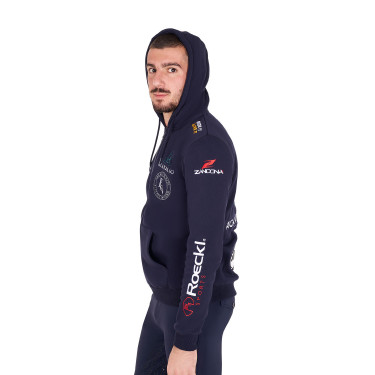Equestro herenhoodie met meerdere logo’s Marineblazer Marineblauw