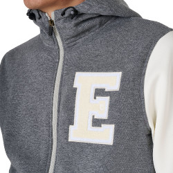 Heren sweatshirt Equestro Institutional tweekleurig met frontale ritssluiting Gemêleerd grijs / antiek wit